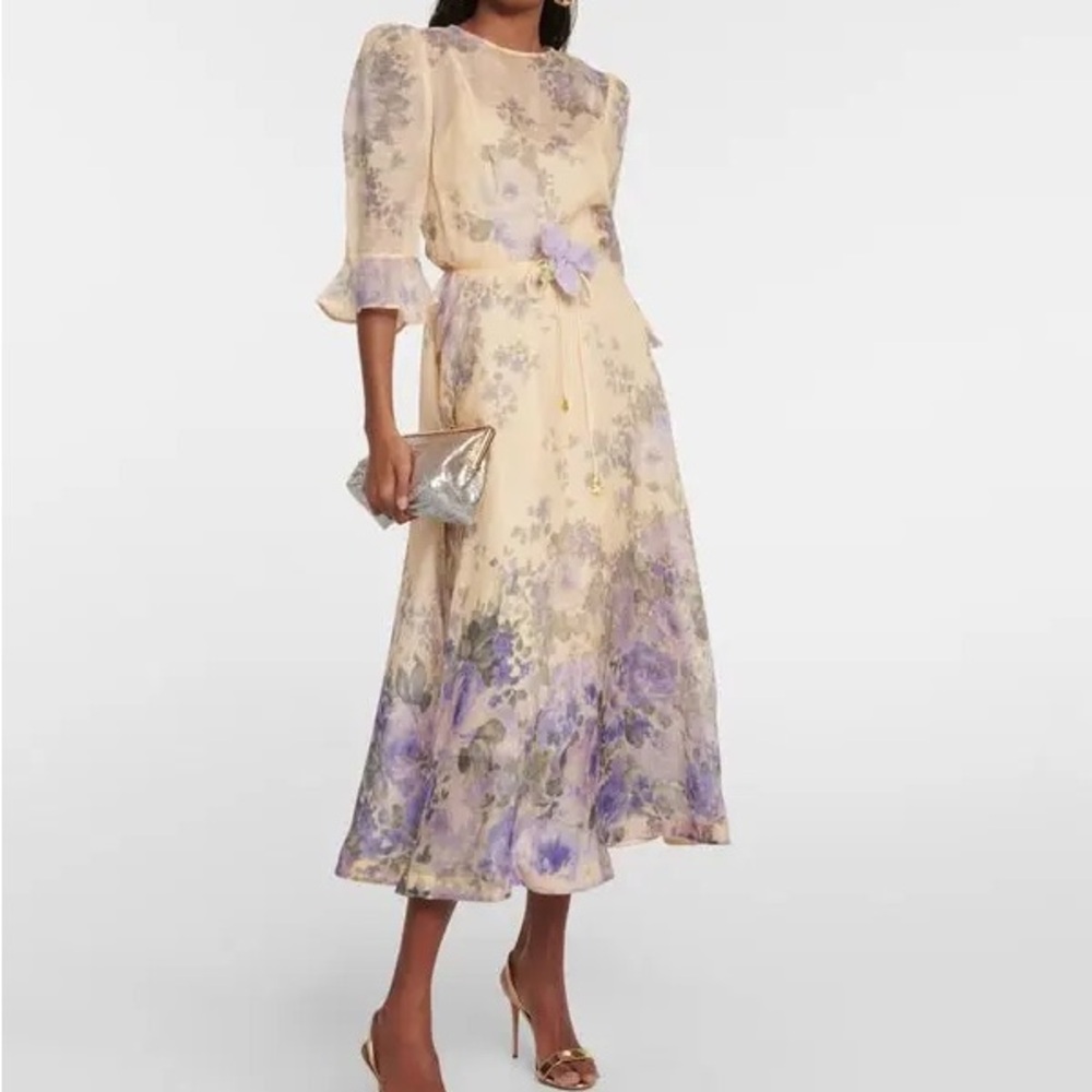 Zimmermann Lyrical Silk Linen Midi Dress